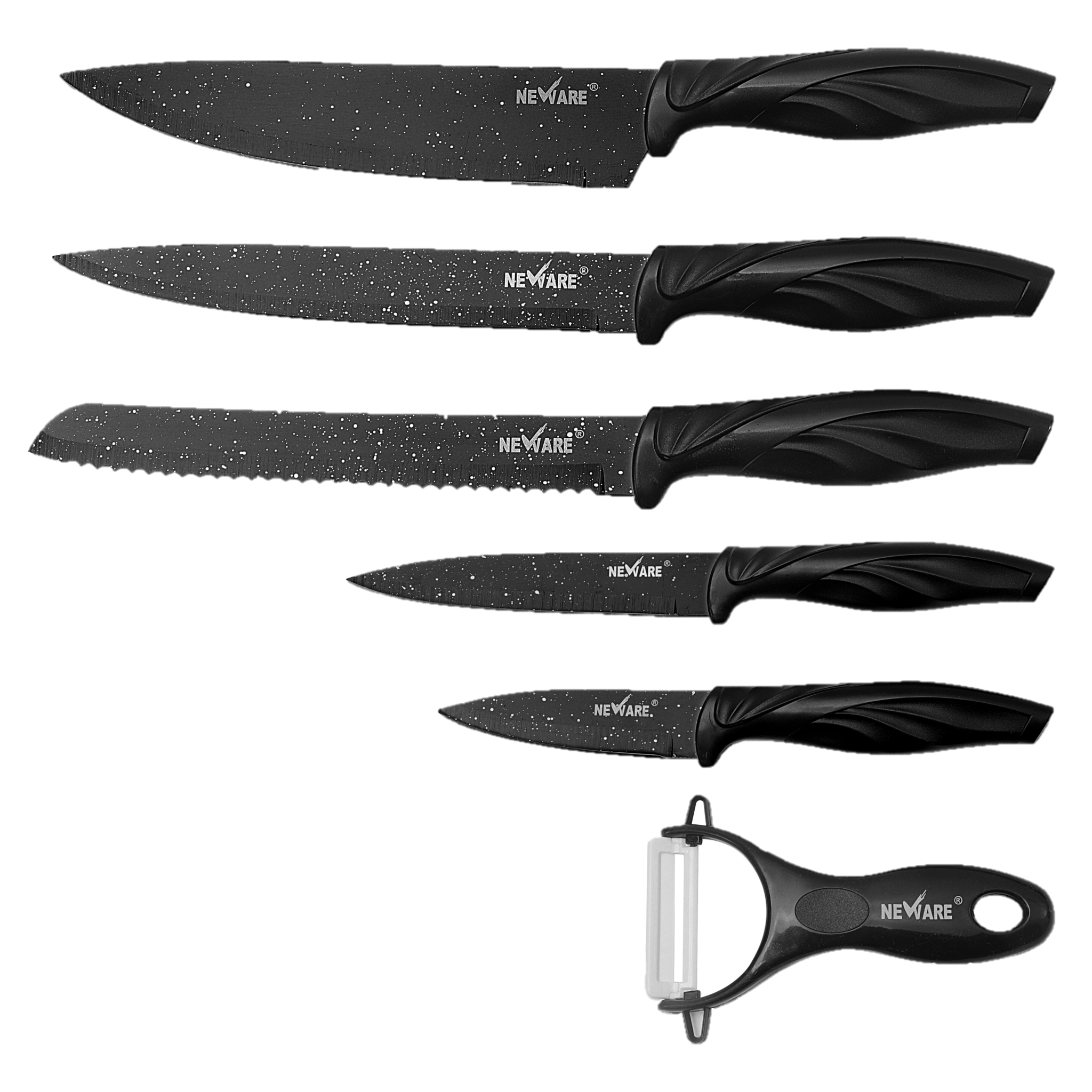 Stainless Steel 6 Piece MARBLE Black knife set with gift box Neware