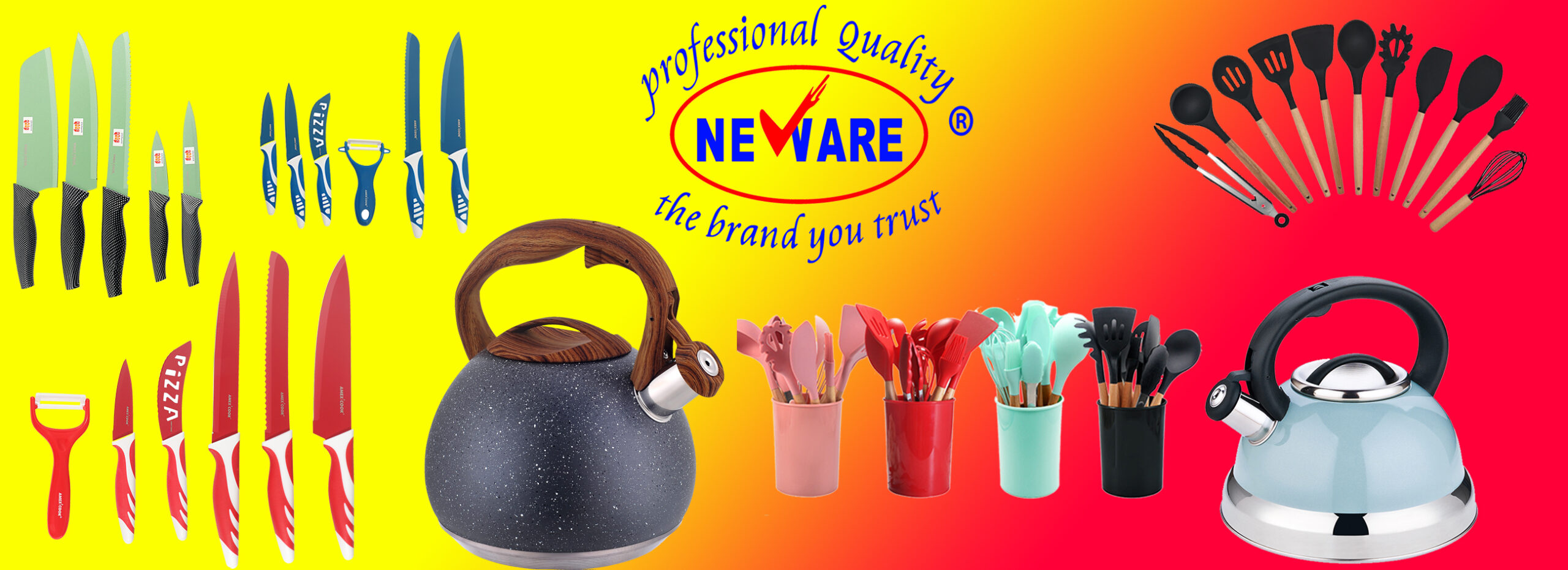 Neware Forged 10 Pcs Cookware Set Amexicook available Yellow Color