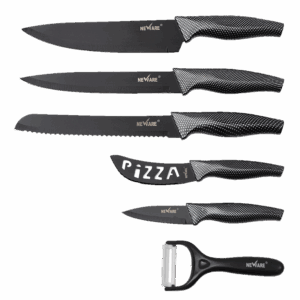 Stainless Steel 6 Piece Black Diamond coated knife set with gift box